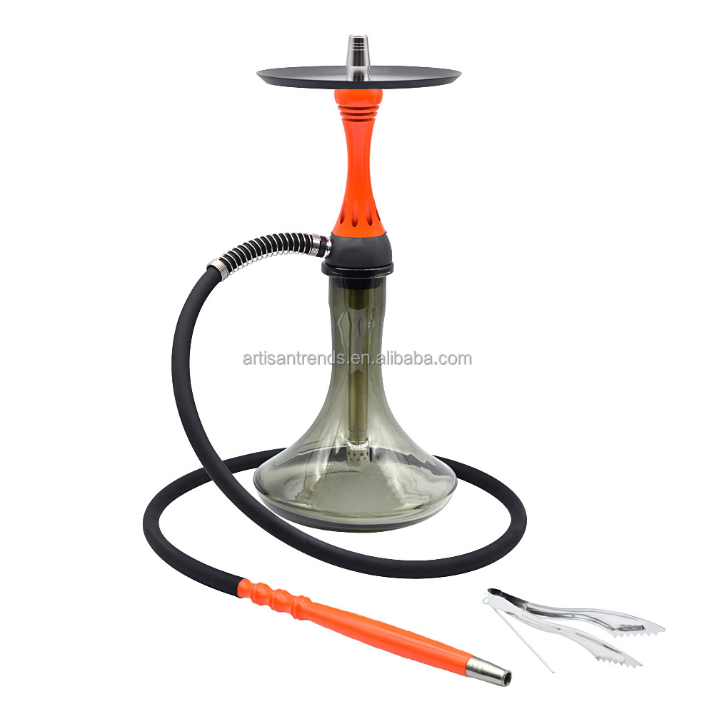 Factory supply stainless steel hookah with glass bottle high quality hookah shisha Russian hookah