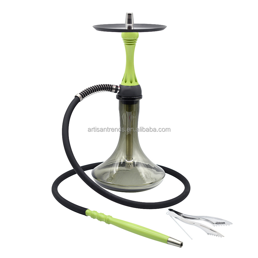 Factory supply stainless steel hookah with glass bottle high quality hookah shisha Russian hookah