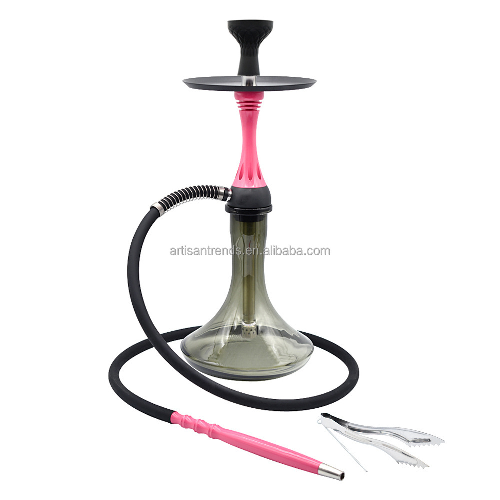 Factory supply stainless steel hookah with glass bottle high quality hookah shisha Russian hookah