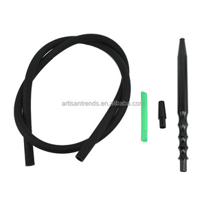 Wholesale matte surface silicone  hose big aluminum handle with ice tube hookah shisha hose