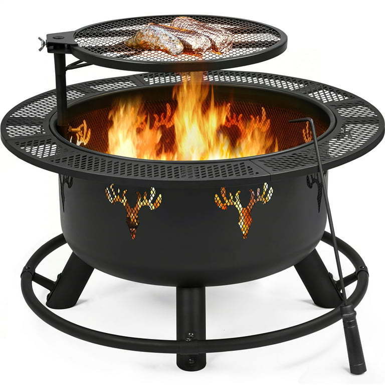 Deer Head Fire Pit Cutouts On The Bowl Give A Wild Look To The Pit A Piece Of Must Have Equipment In Your Beautiful Backyard