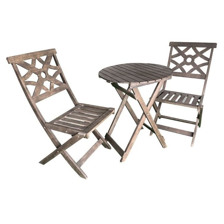 Wooden Bistro Set For 2 Person Spend More Time Outdoors When You Add This 3 Piece At Your Home Patio Deck Or Pool Side Area