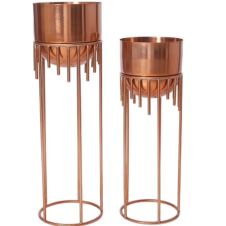 Set Of 2 Rose Gold Luxury Planters With Mild Steel Stand They Are A Must Have In Your Living Room Or Garden Outdoor Decoration