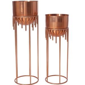 Set Of 2 Rose Gold Luxury Planters With Mild Steel Stand They Are A Must Have In Your Living Room Or Garden Outdoor Decoration