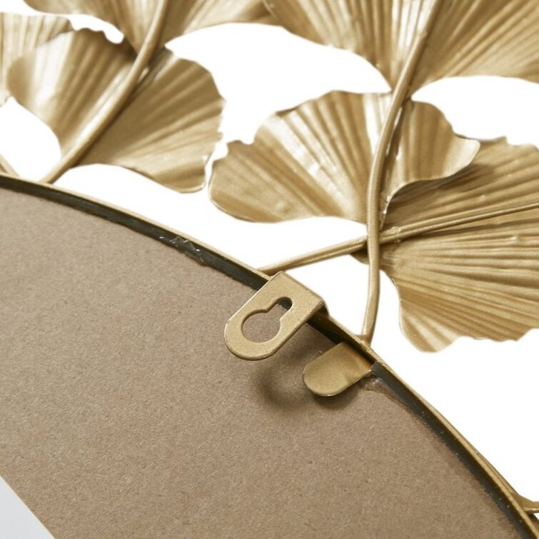 Gold Gingko Leaf Round Wall Mirror Offers A Beautiful Accent Piece And Give A Luxurious Transitional Look To Your Home Decor