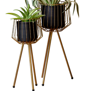 Geometric Design Planter Set Of 2 With Tripod Legs Stand A Beautiful And Elegant Masterpiece Is Must Have For Your Home Decor