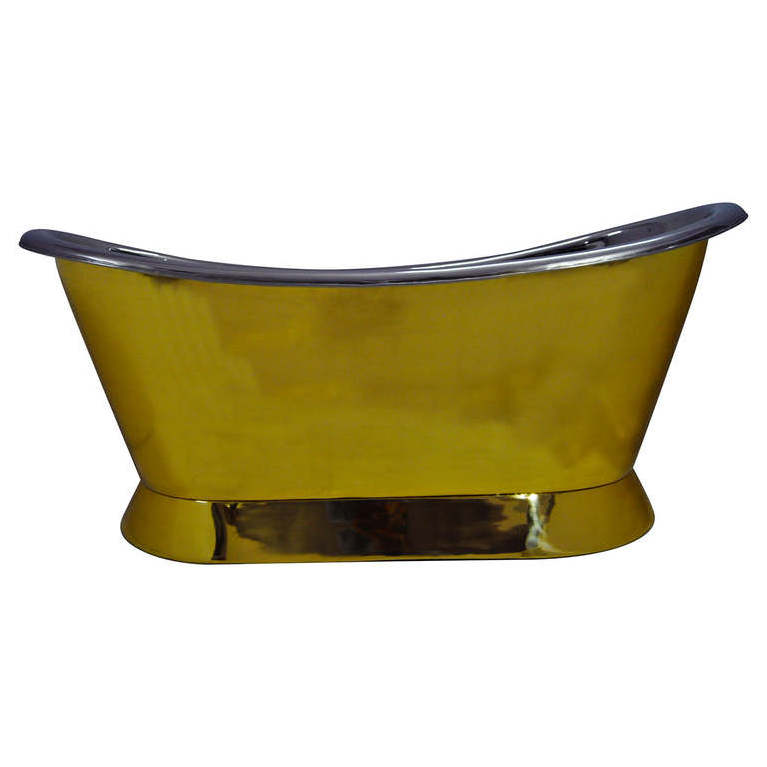 Slanting Base Brass Bathtub With Nickel Finished Inside A Perfect Wow Factor For Looks Great In Any Modern Luxury Bathroom