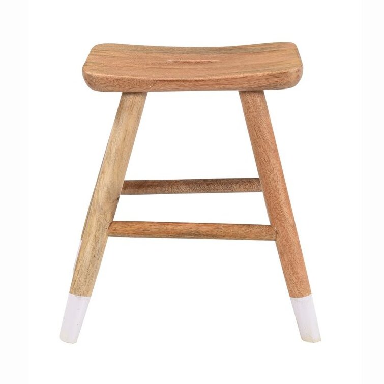 Curved Top Wooden Round Accent Stool Is A Lightweight Sitting Option Or Functional Small Space Furniture For Your Home Garden