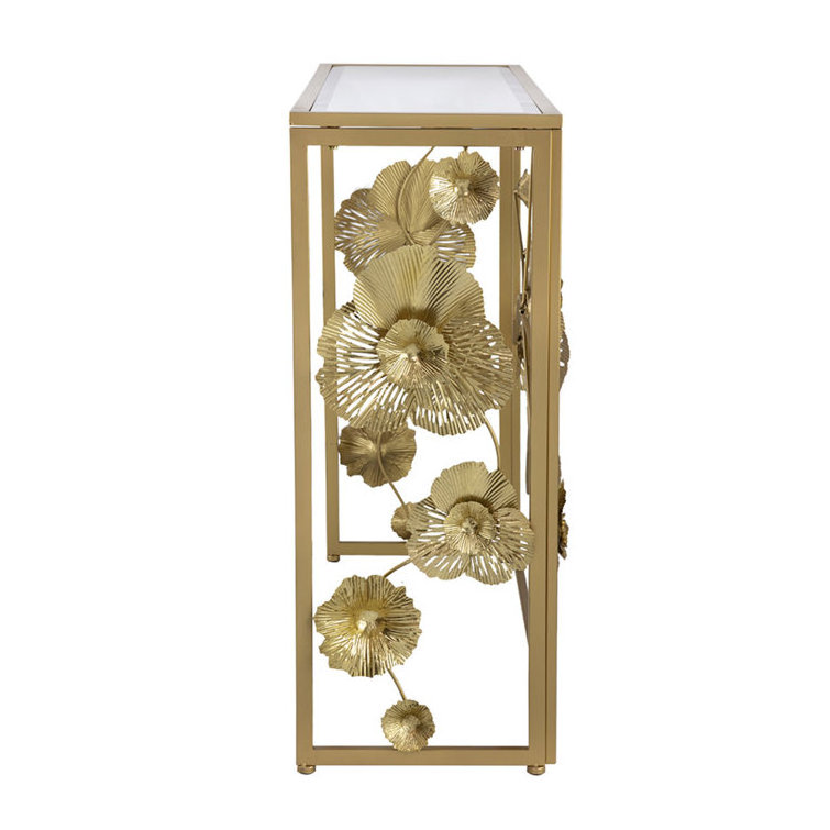 Floating Blossoms Console Table With A Gold Flower Pattern Fill Any Space With Plenty Of Glam Style Enhance Your Deco