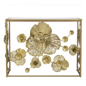 Floating Blossoms Console Table With A Gold Flower Pattern Fill Any Space With Plenty Of Glam Style Enhance Your Deco