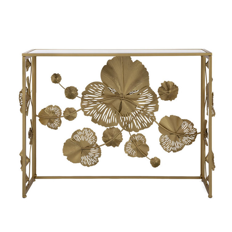 Floating Blossoms Console Table With A Gold Flower Pattern Fill Any Space With Plenty Of Glam Style Enhance Your Deco