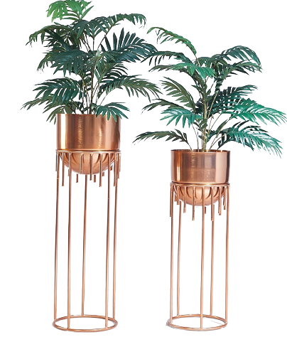 Set Of 2 Rose Gold Luxury Planters With Mild Steel Stand They Are A Must Have In Your Living Room Or Garden Outdoor Decoration