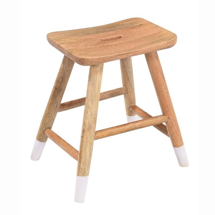 Curved Top Wooden Round Accent Stool Is A Lightweight Sitting Option Or Functional Small Space Furniture For Your Home Garden