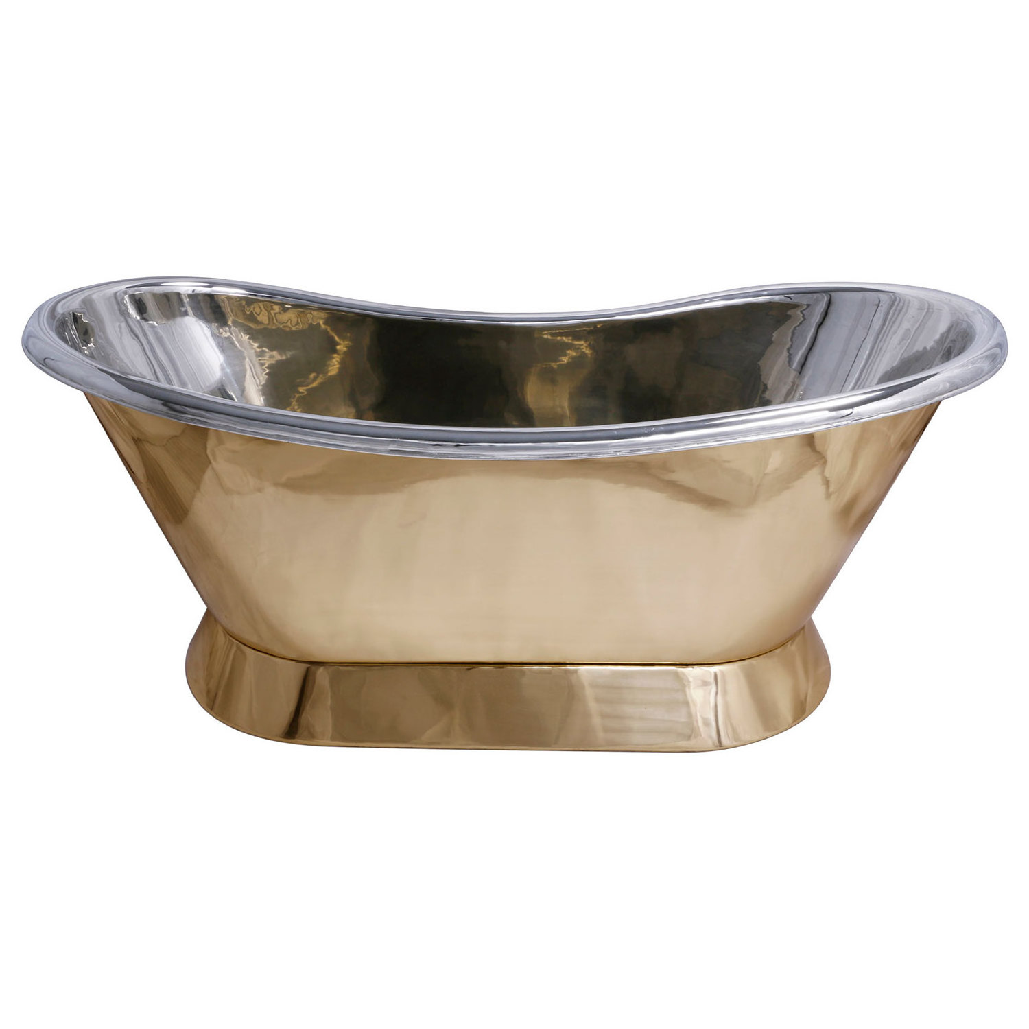 Slanting Base Brass Bathtub With Nickel Finished Inside A Perfect Wow Factor For Looks Great In Any Modern Luxury Bathroom