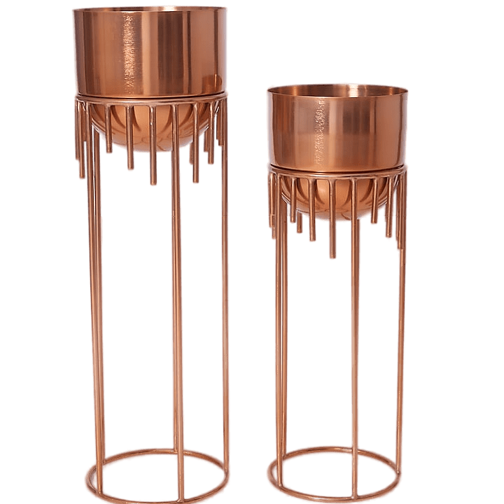 Set Of 2 Rose Gold Luxury Planters With Mild Steel Stand They Are A Must Have In Your Living Room Or Garden Outdoor Decoration