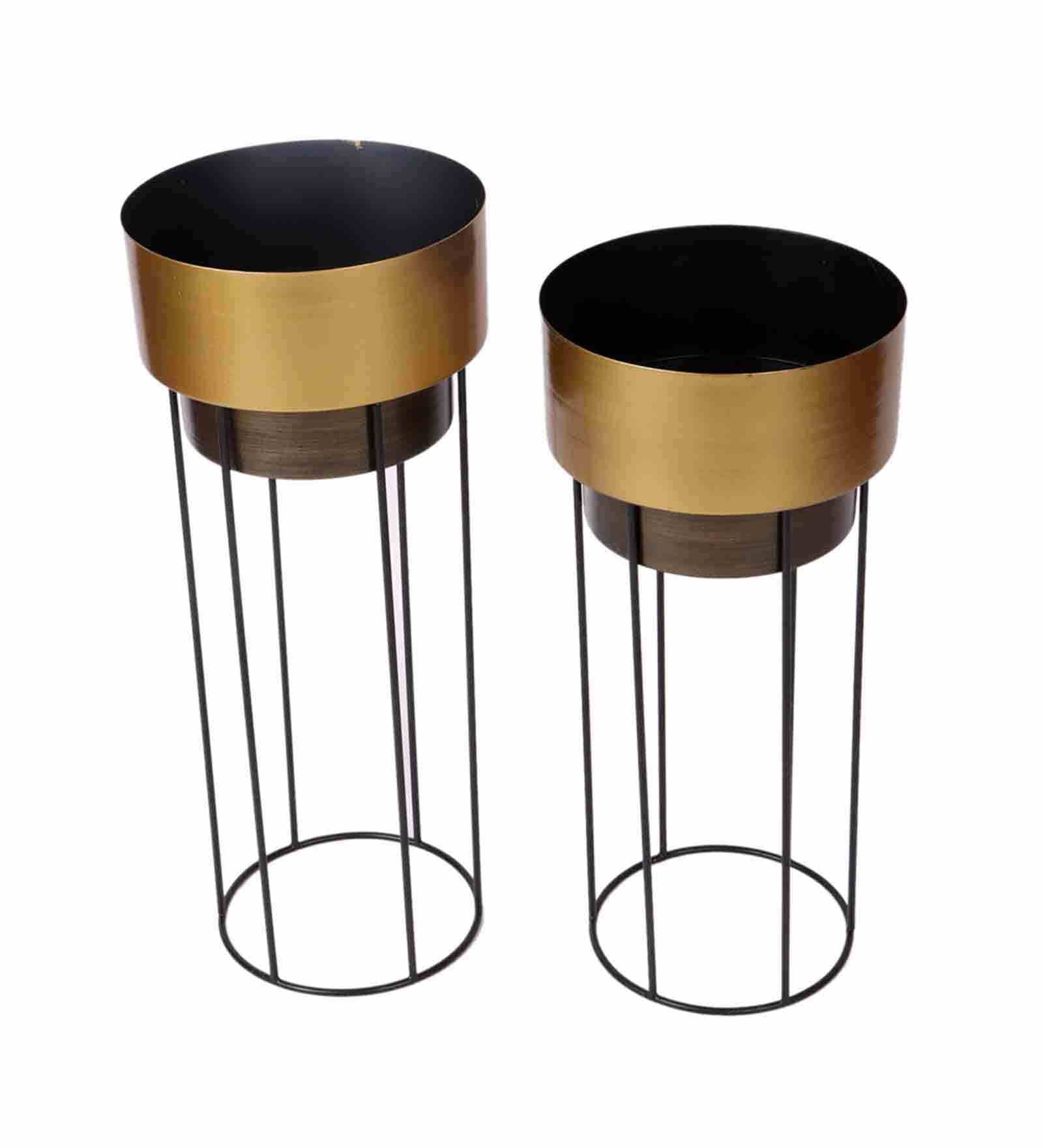 Dual Tone Planters Set Of 2 With Iron Stand They Are A Must Have In Your Living Room Or Garden Outdoor Patio Deck Decoration