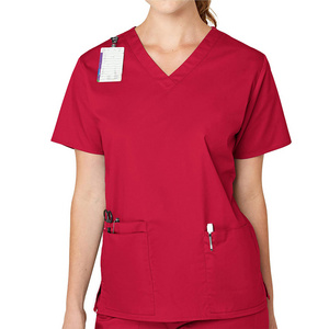 Comfortable Scrub Top Only V Shape Nurse Hospital Wear Shirts, Require Design Custom Design V & O Neck Nurse Shirts