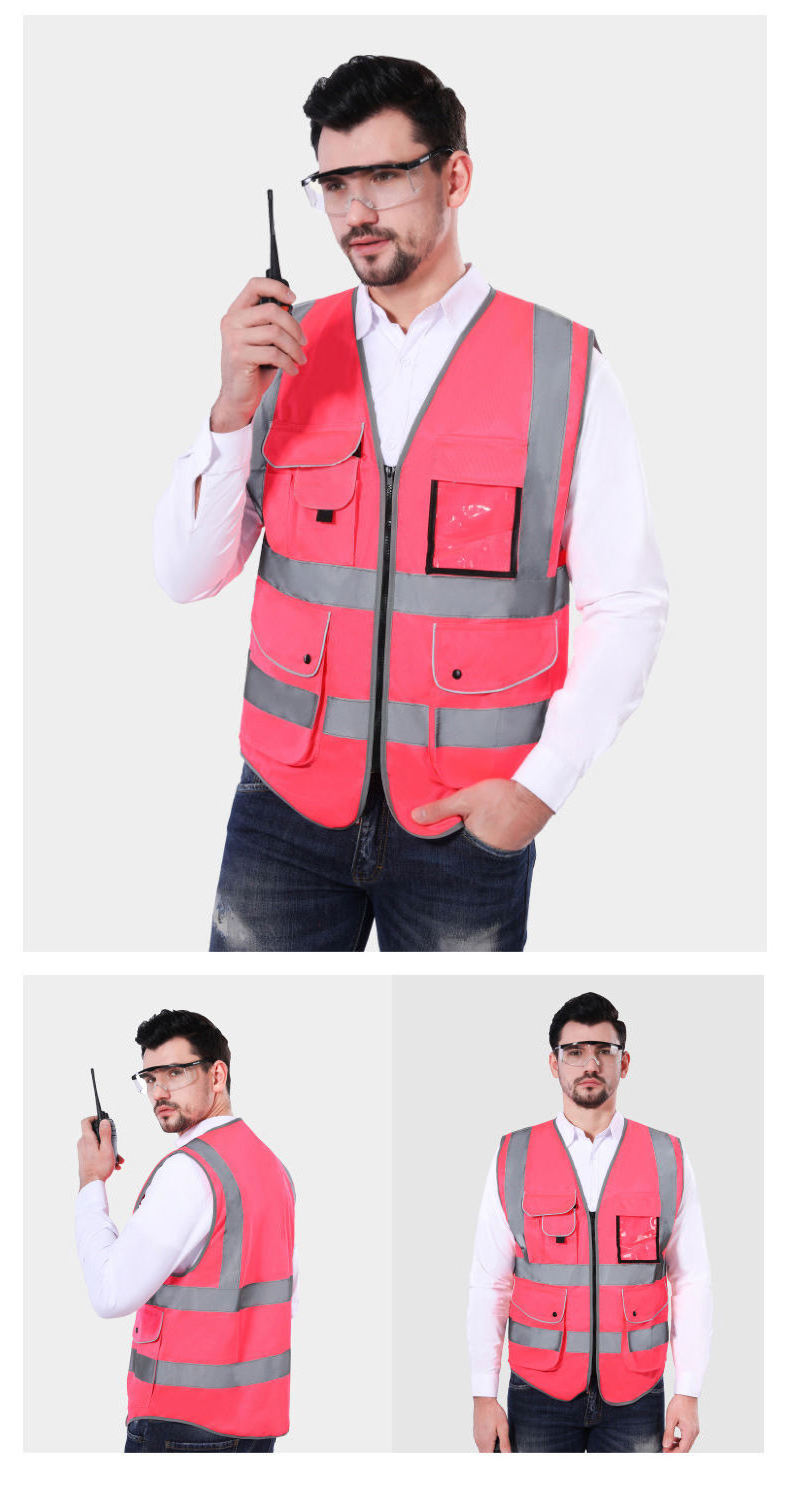 HBC Reflective Safety Clothing Tool Yellow Vest Hi Vis Workwear Hivis Logo Security Jacket Men Custom High Visibility Vest