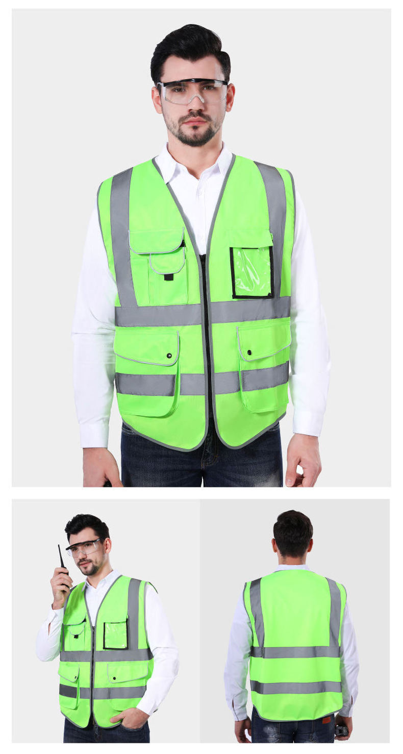 HBC Reflective Safety Clothing Tool Yellow Vest Hi Vis Workwear Hivis Logo Security Jacket Men Custom High Visibility Vest