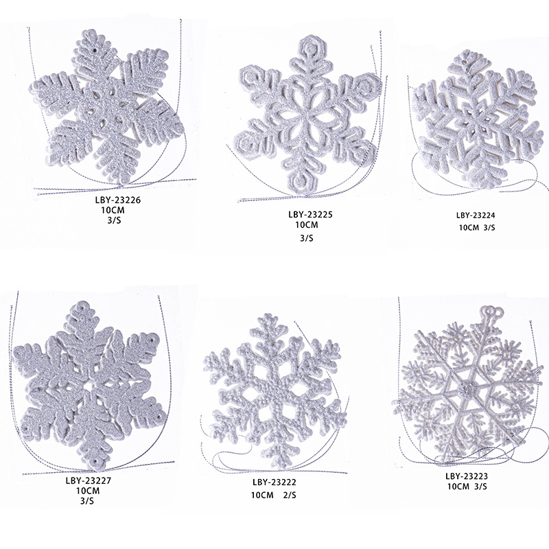 New Christmas tree decoration pendant white snowflake plastic powder Christmas snowflake ornaments factory supply