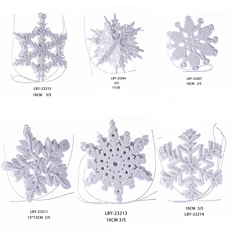 New Christmas tree decoration pendant white snowflake plastic powder Christmas snowflake ornaments factory supply