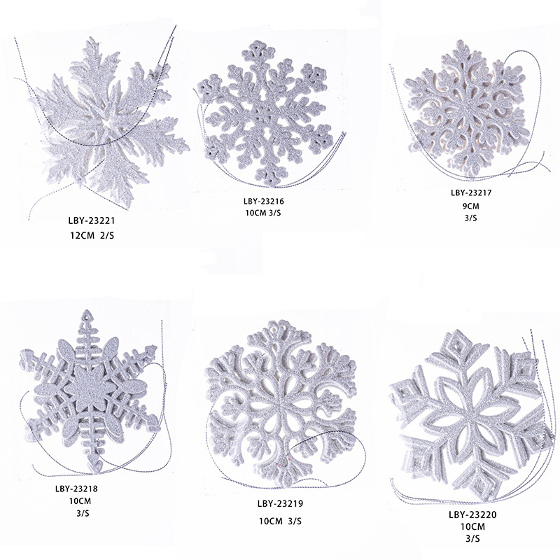 New Christmas tree decoration pendant white snowflake plastic powder Christmas snowflake ornaments factory supply