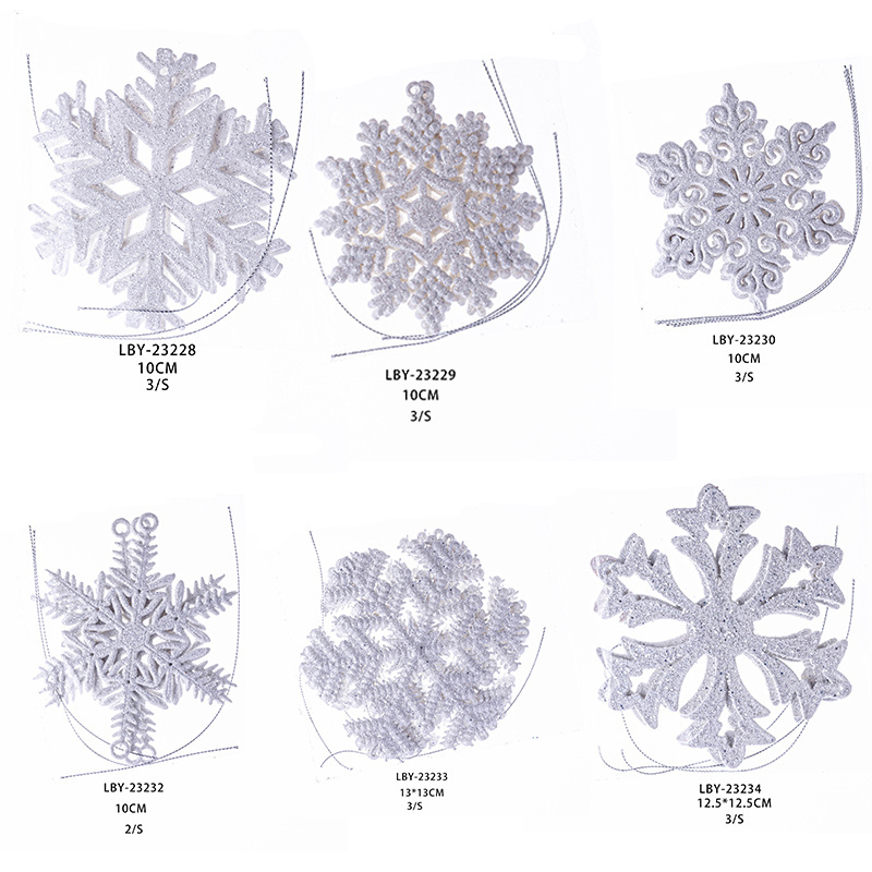 New Christmas tree decoration pendant white snowflake plastic powder Christmas snowflake ornaments factory supply