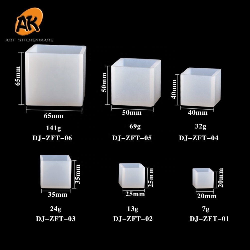 AK 6size Square 3D Silicone Epoxy Molds for Resin Casting Mold Cubes for DIY Art Craft Candle Making Handmade Mould Jewelry Tool