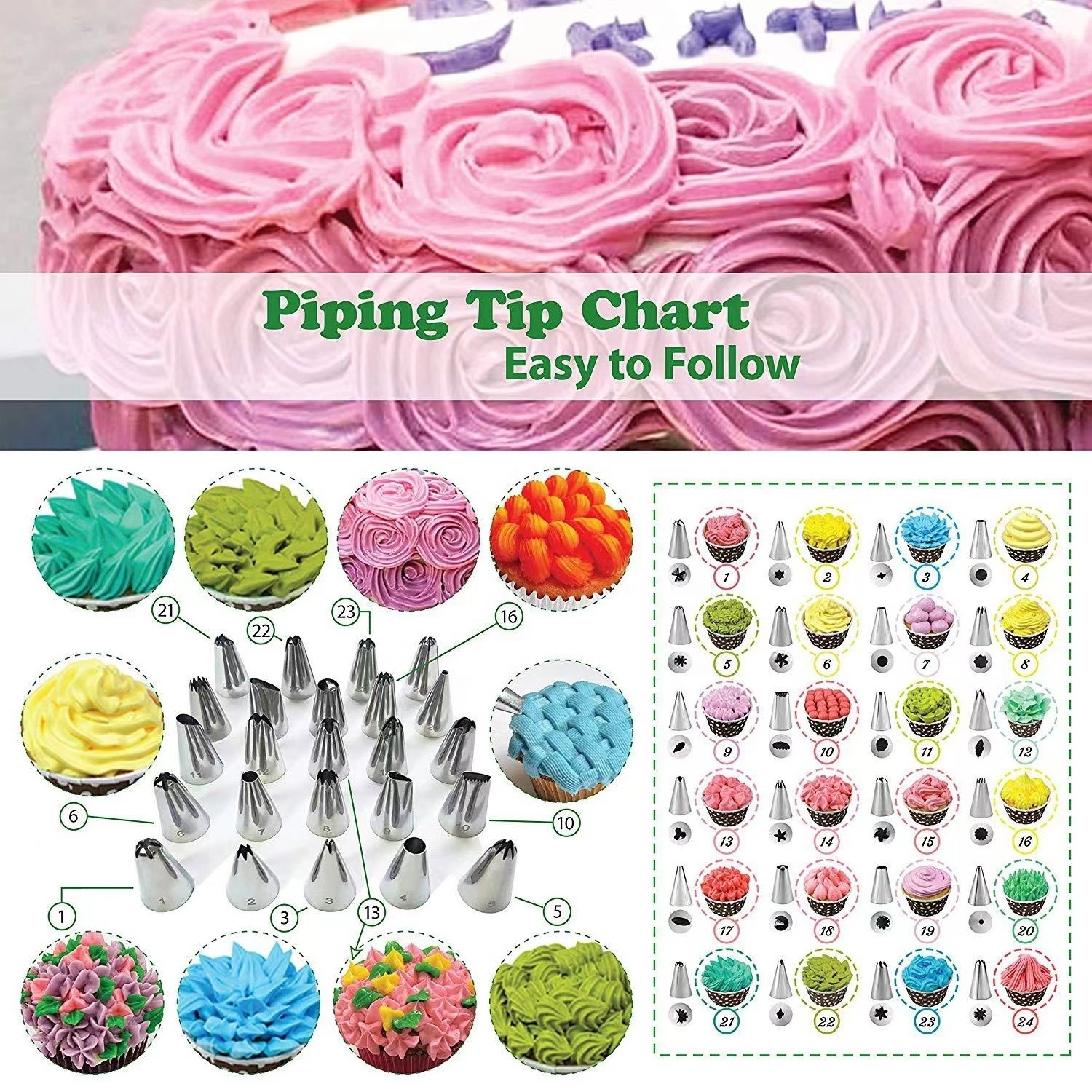 AK 46pcs Hot Sale Cake Decorating Tip Set Baking Supplies Rotating Cake Stand Turntable Tools Kit Plastic Cake Stand Icing Tips