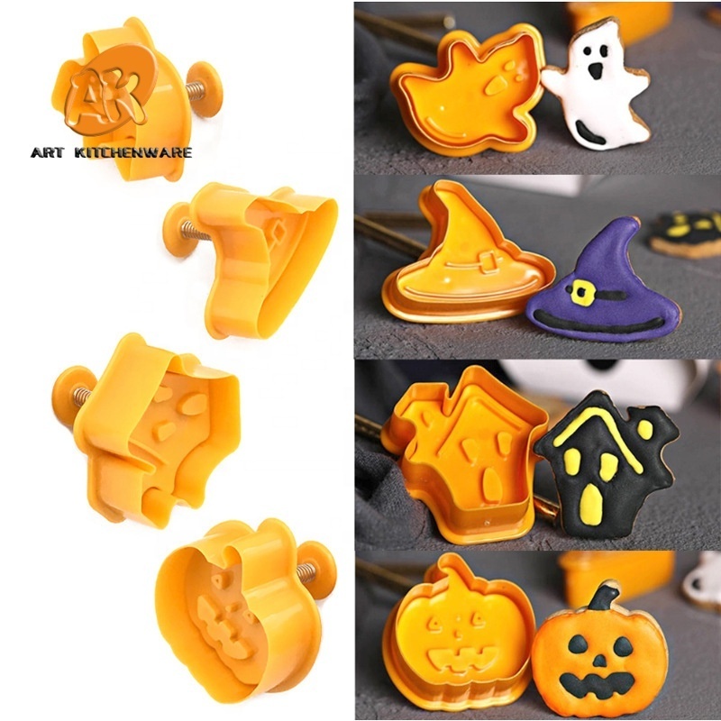 AK Custom Cheap Round Set Vintage Plaque Frame Cake Tool Shape Making Cooky Plastic Plunger Cookie Cutter