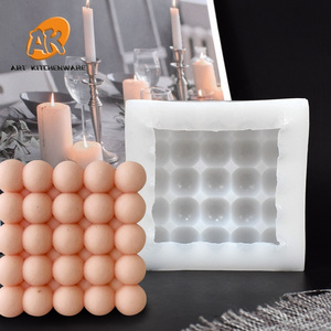 AK 5x5 Square Ball Shapes Silicone Mold for Candle Luxury Brand Logo Silicone Candle Molds Silicone Molds for Candle Containers