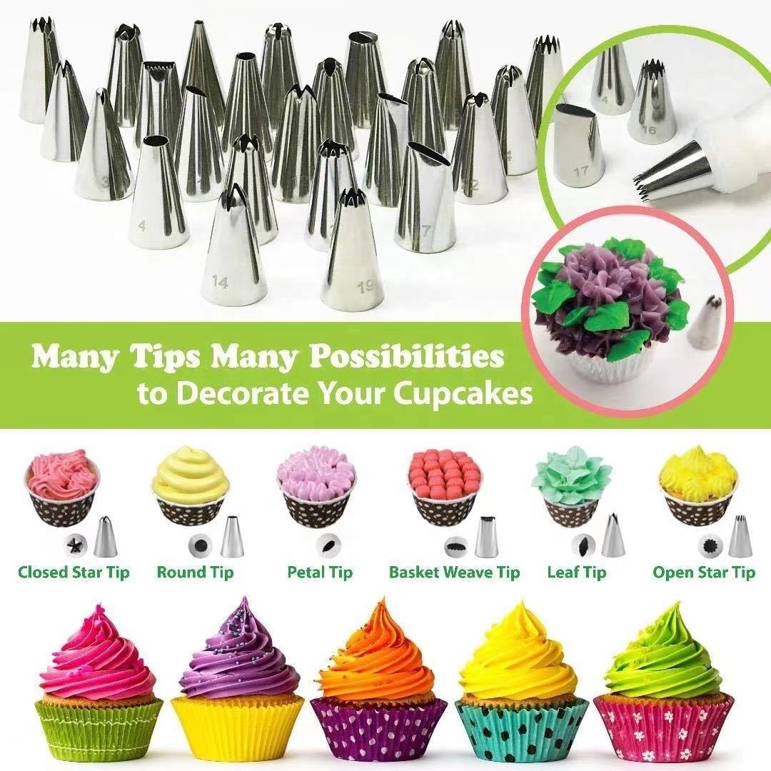 AK 46pcs Hot Sale Cake Decorating Tip Set Baking Supplies Rotating Cake Stand Turntable Tools Kit Plastic Cake Stand Icing Tips