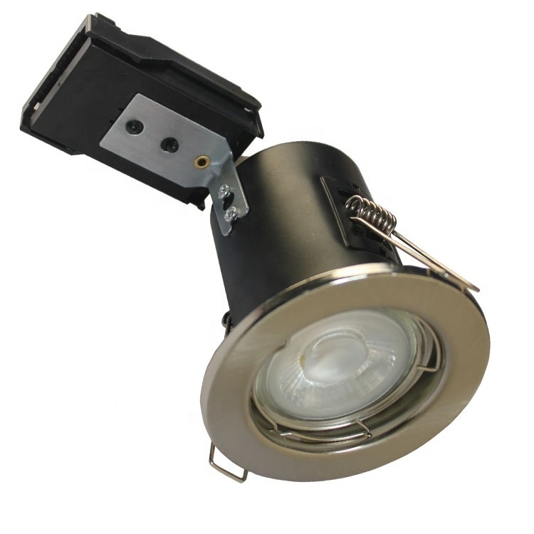 Steel Fire Rated GU10 Downlights Fixed / Tilt with LED bulbs Ceiling Spots white chrome satin nickel color