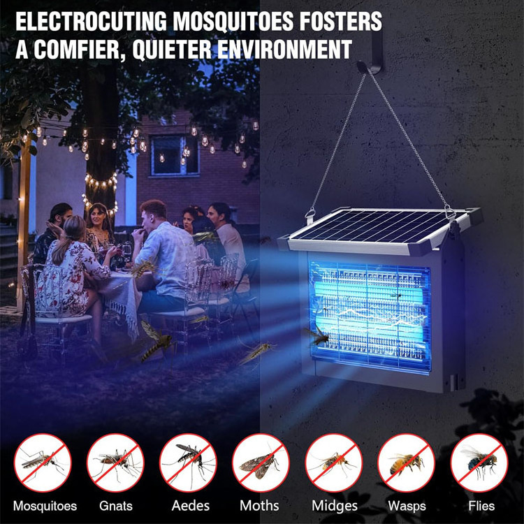 Hot Sale IP54 15W Outdoor Waterproof Solar Bug Trap Mosquito killer Bug zapper for Garden Agricultural Orchard