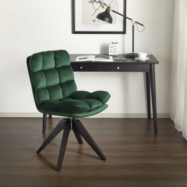 Desk Chair No Wheels Modern Green Velvet Armless Chair Swivel  with Wood Legs for Living Room Bedroom Accent Chair