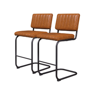 Hot sale Bar Stools Set of 2 Armless Mid Century Modern Faux Leather Brown Green Orange Dining Chair