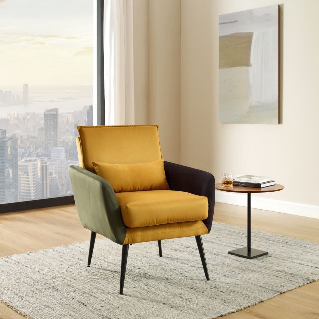 Modern Yellow Green Black Sherpa Linen Upholstered Arm Tapered Steel Legs Living Room Chairs Accent chair Sofa chair