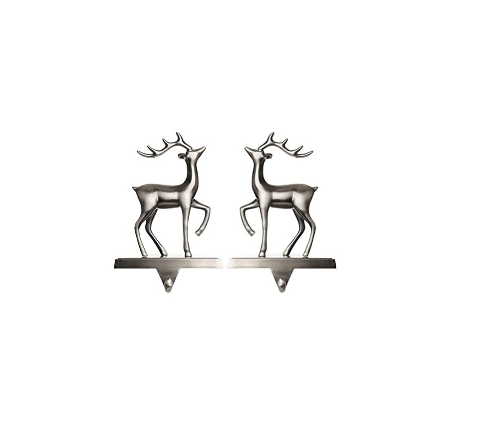 Stocking Holder Black deer Brass Stocking Holder Aluminum Metal Iron Personalized Christmas High End Decoration Mantlepiece