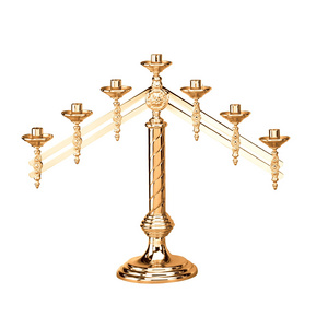 Gold Metallic Candelabra Rustic Tall Seven Arms Decorated Candelabra Handmade For Home and Wedding Decor Centerpieces