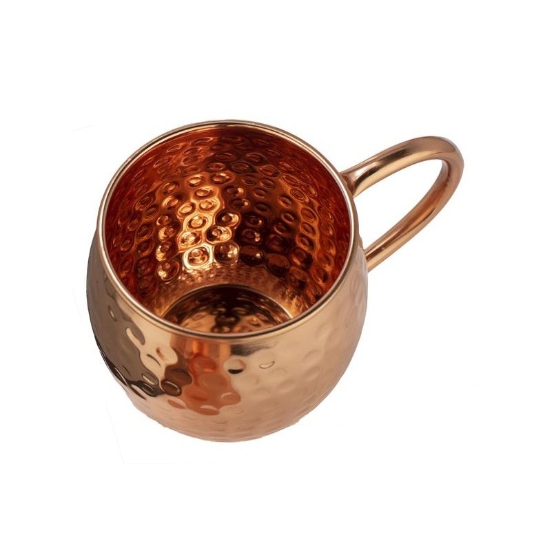 Handcrafted Super Quality Copper Mugs Hammered Mugs Stainless Steel Finishing With Brass Handle For Drinking