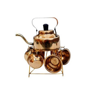 Wholesale Copper Tea Kettle For Home Kitchen Tableware Decorative Coffee And Tea Kettle Pot With Brass Stand