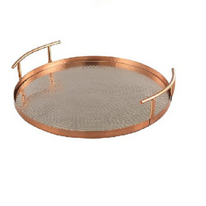 New Luxury Space Copper  Plated Metal Serving tray For Bar and hotel l Metal high Standard Office meeting Coffee Tray