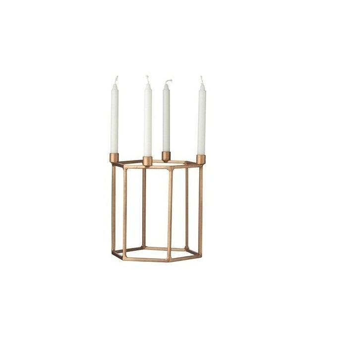 Unique Shape Mid Century Modern Design Custom Metal Wrought Iron Wire Candle Holder Gold Wedding Candle Holder