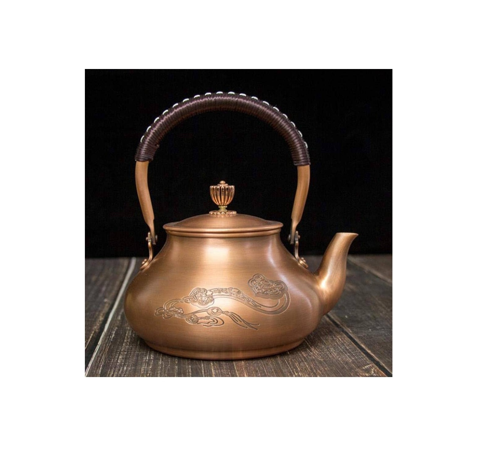 Pure Copper Kettle Coffee And Tea Set At Wholesale Price Serve Ware Kettle With Hammered Design Black Color Handle