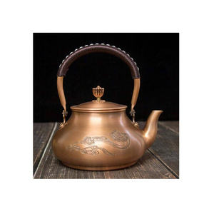 Pure Copper Kettle Coffee And Tea Set At Wholesale Price Serve Ware Kettle With Hammered Design Black Color Handle