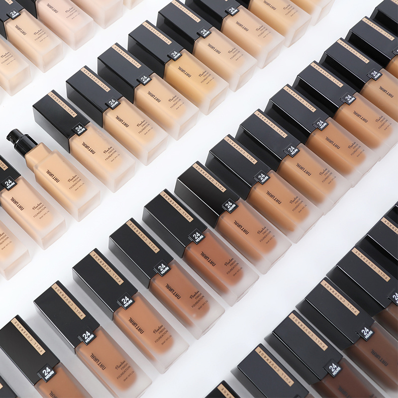 50 Color Makeup Waterproof Full Coverage Fond De Teint Matte SPF Custom Vegan Private Label Liquid Foundation for Dark Skin