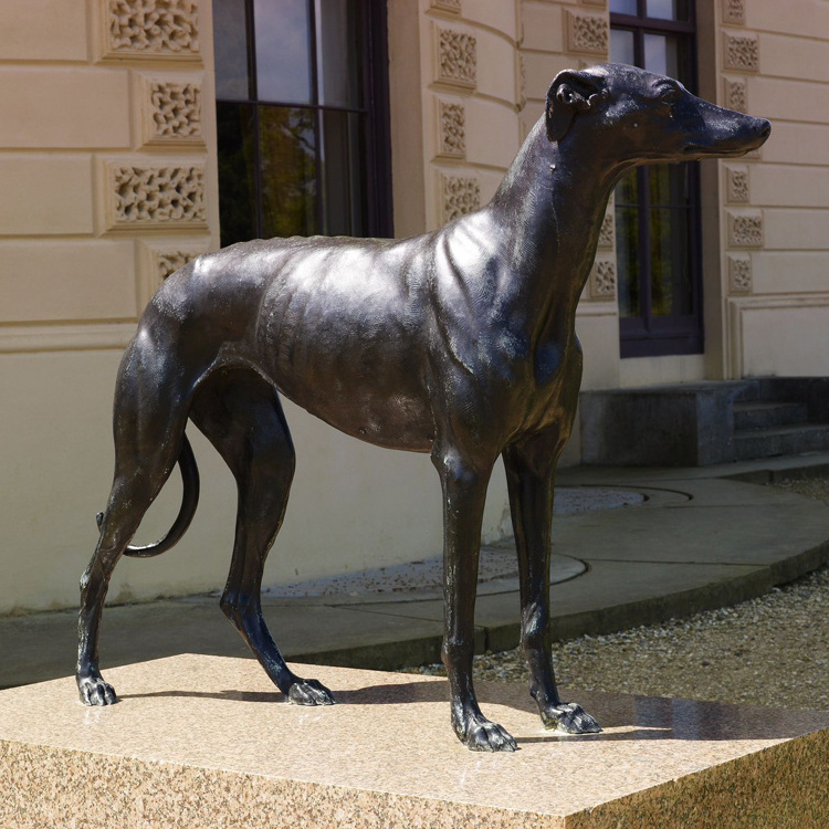 Outdoor garden decoration metal life size great greyhound dane sculpture cast bronze dog