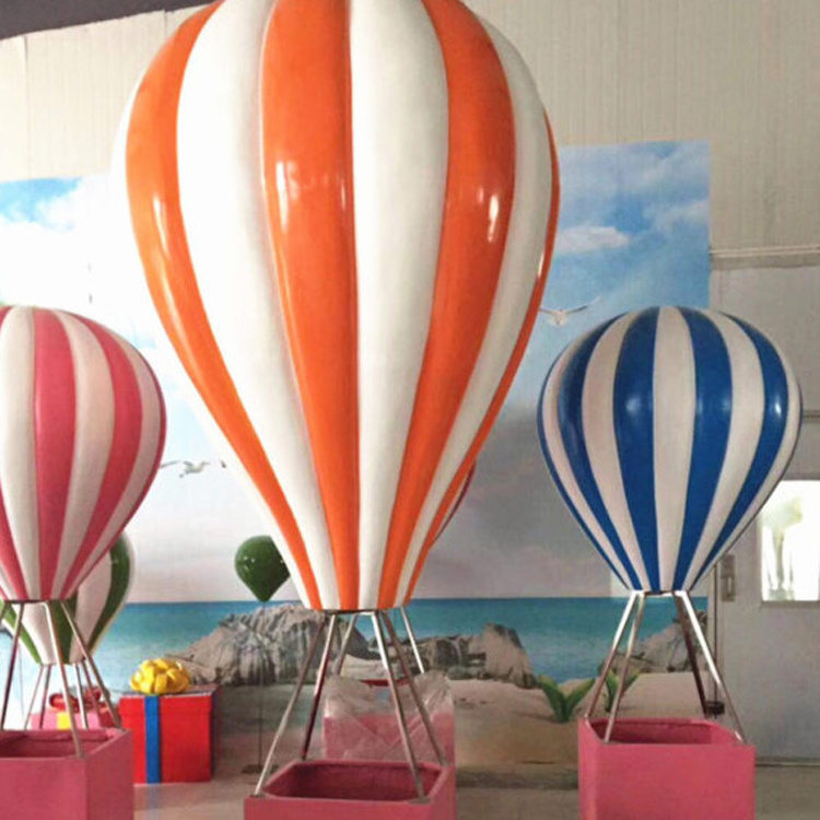 China Manufactory fiberglass hot air balloon statue for mall store outdoor decoration