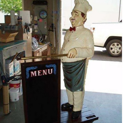 Restaurant Decoration Resin Cook Sculpture  Fiberglass life size ffiberglass chef statue