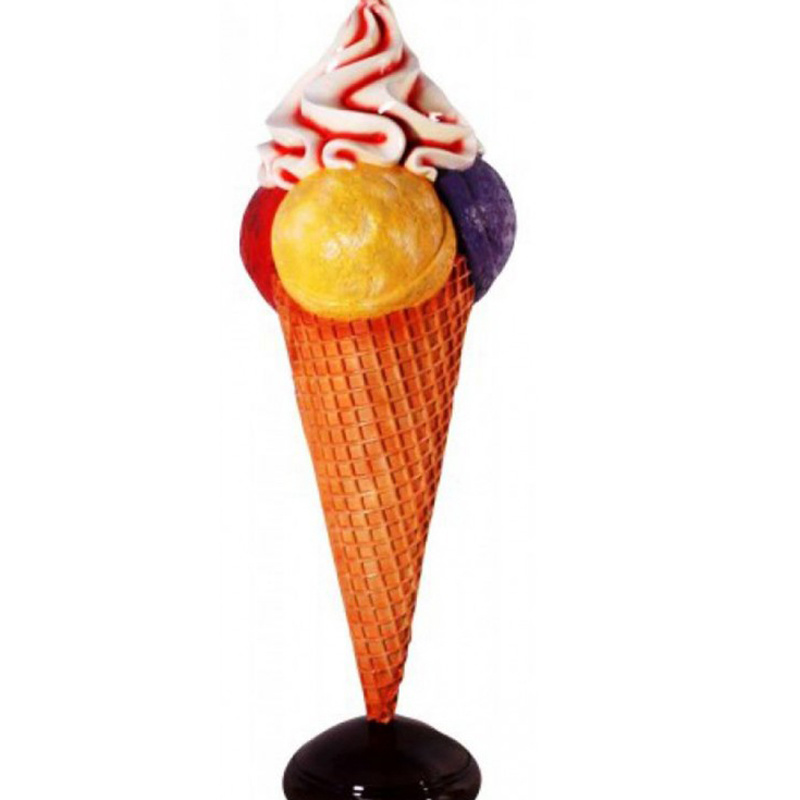 shop  decoration large prop 3d fiberglass ice cream cone sculptures for sale